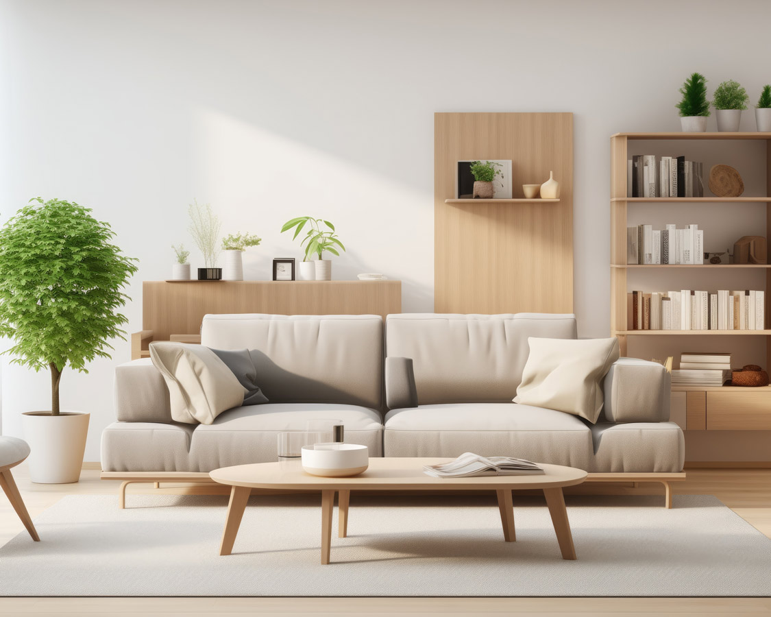 Palletized furniture inventory in warehouse